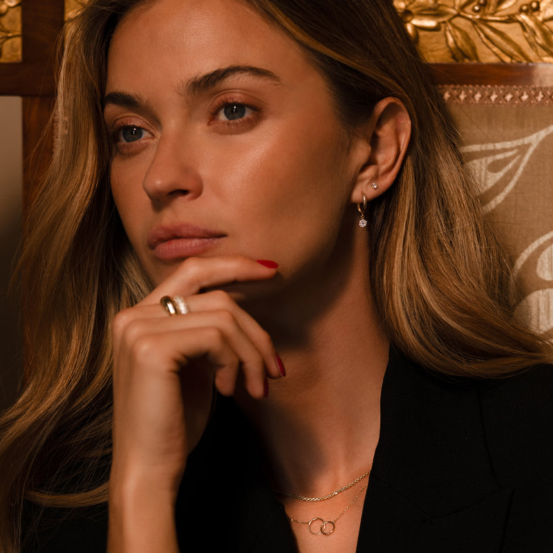 Six Prong Diamant Cluster Anhänger Hoop Ohrringe (0.15 ct)