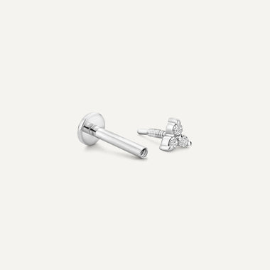 14 Karat White Gold with Diamonds Mini Diamond Lotus Piercing (0.02 ct) - 6