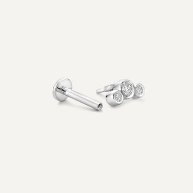 585er Weißgold mit Diamanten Diamant Geschwungener Piercing mit Zargenfassung (0.03 ct) - 6