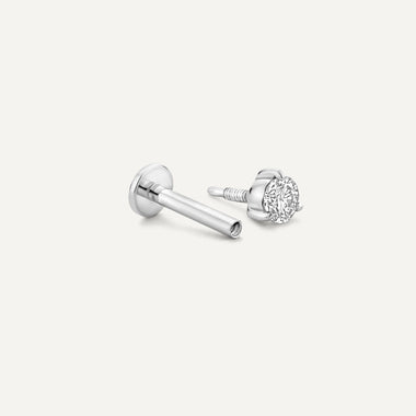 Oro Blanco de 14 Quilates con Diamante Piercing de Diamante de Tres Garras (0.05 ct) - 6