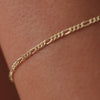 Or 14 Carats Bracelet Chaîne Fin Figaro - 4