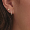 14 Karat Gold Pavé Cubic Zirconia Huggie Hoops (12mm) - 4