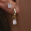 14 Karaat Goud Emerald Cut Zirkonia Oorbel Bedel - 4