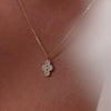 14 Karaat Goud Zirkonia Bloem Pendant Ketting - 4