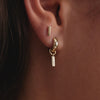 14 Karat Gold Bold Bar Hoop Charm - 4