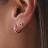 Or Blanc 14 Carats Créoles Huggie Pavé Zircon Or Blanc (12mm) - 5