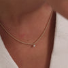 14 Karat Gold Bezel Set Cubic Zirconia Beaded Pendant Necklace - 4
