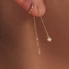 Oro de 14 Quilates Pendientes Colgantes de Barra con Circonita Pull Through - 4