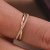 14 Karat Gold Crossover Cubic Zirconia Eternity Ring - 4