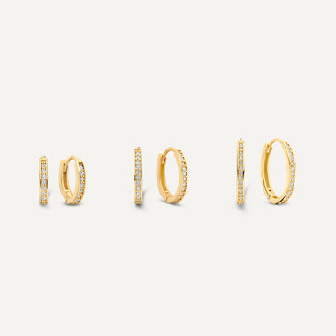 14 Karaat Goud Pavé Zirkonia Ovale Hoops Set - 1